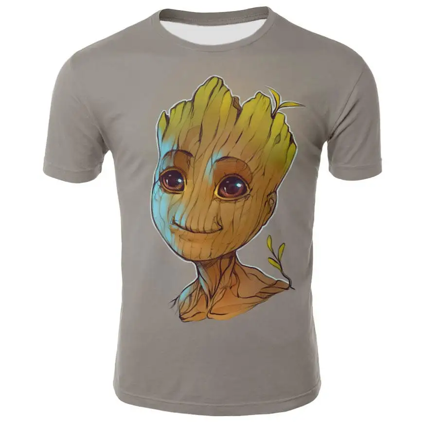 Новинка лета 2019 Детская футболка Groot 3D youth Мужская большого размера Unisxe забавная