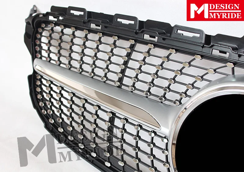 Подходит для W205 Diamond Grills Grill ABS Silver без знака c-класс спортивный C180 C200 C250 C300 C350