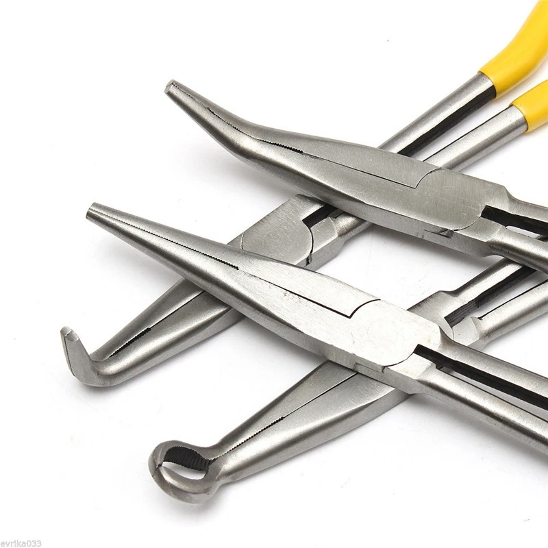 

4 Pcs 11 Inch Extra Long Nose Pliers Set Straight Bent Tip Mechanic Equipment Hand Tools Multi-functional Long Nose Pliers Set