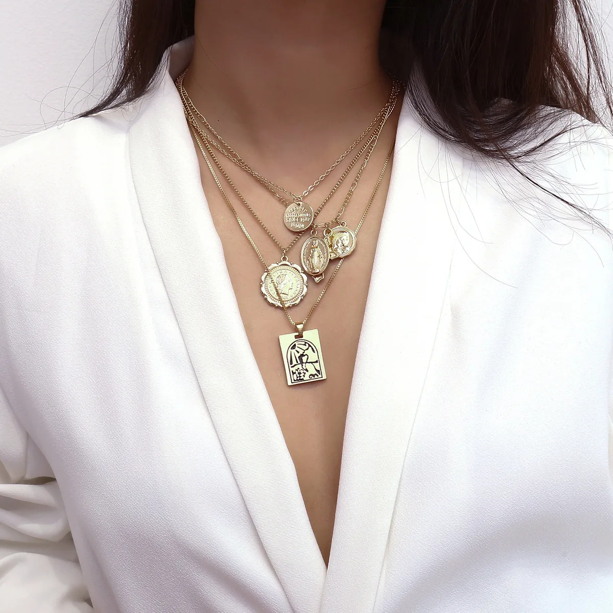 5 шт./компл. богемное модное геометрическое ожерелье с прямоугольной подвеской