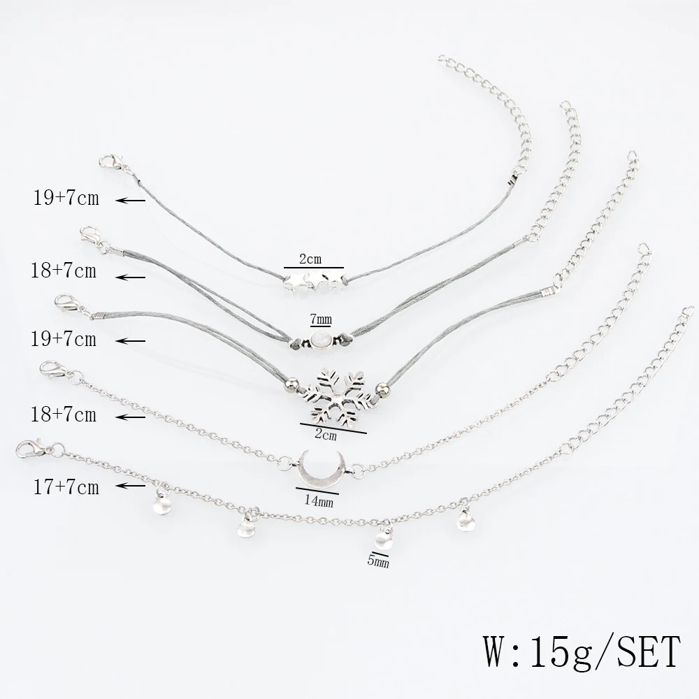 2019 Модные женские красивые браслеты в форме Луны 5 шт./компл. ювелирные изделия из