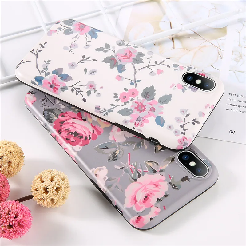 Чехол USLION для iPhone 6 6s 7 8 Plus мягкий ТПУ чехол с розами X XS XR Xs Max |