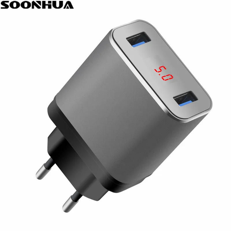 Зарядное устройство SOONHUA с светодиодный USB-портами и светодиодным дисплеем 5 В 2 4 А