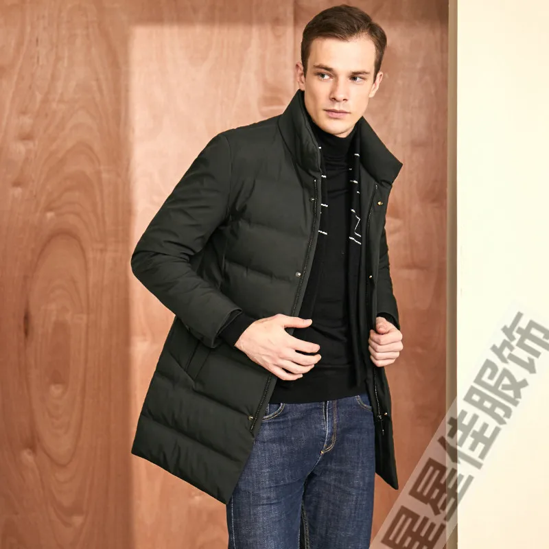 Пуховик мужской теплый на белом утином пуху батальных размеров 10XL 8XL 6XL 5X 90% |