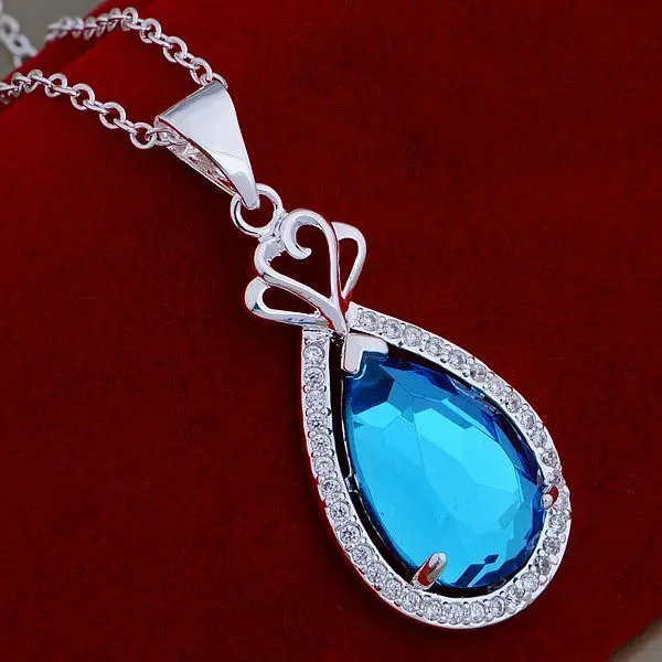 An769 Hot 925 Sterling Silver Necklace Fashion Jewelry Pendant Blue Stone /hfhapwoa Bjtakbaa | Украшения и аксессуары