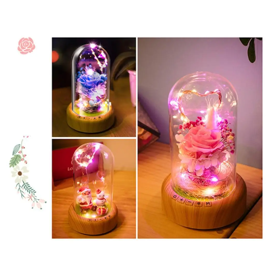 Креативный Bluetooth стерео ночник зарядка красивые розовые синие цветы Санта