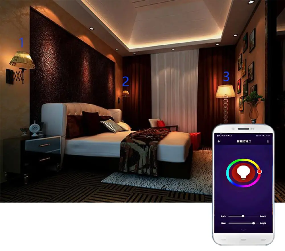Умная Светодиодная лампа с голосовым управлением Wifi RGB регулируемой яркостью 85 265
