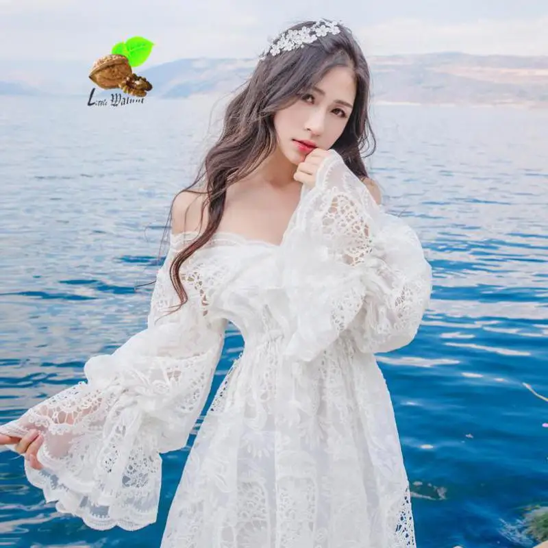 Новые женские винтажные Ретро богемные Цветочные кружевные платья с