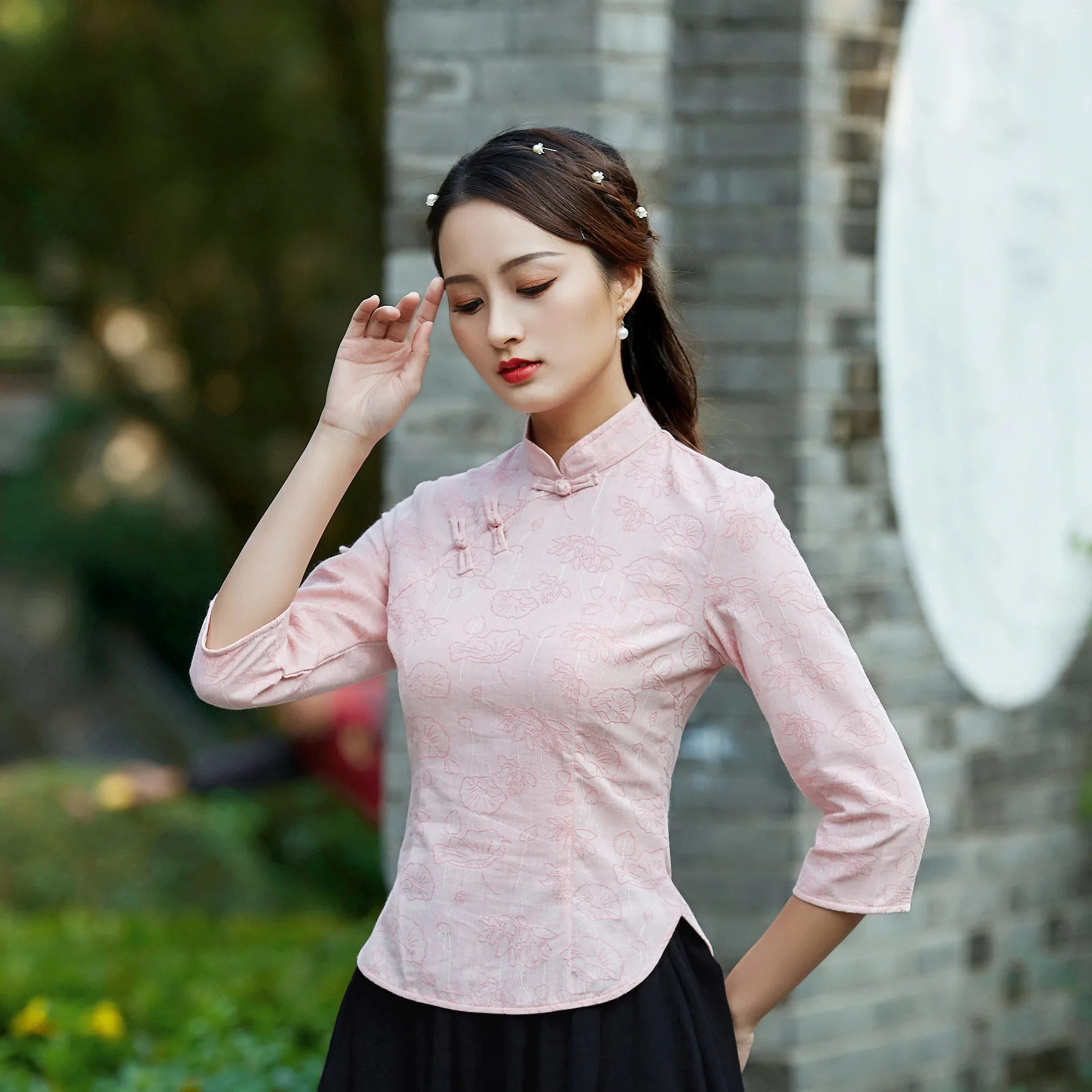 SHENG OCO Женские китайские топы Lien Qipao рубашка летняя хлопковая куртка Чонсам с