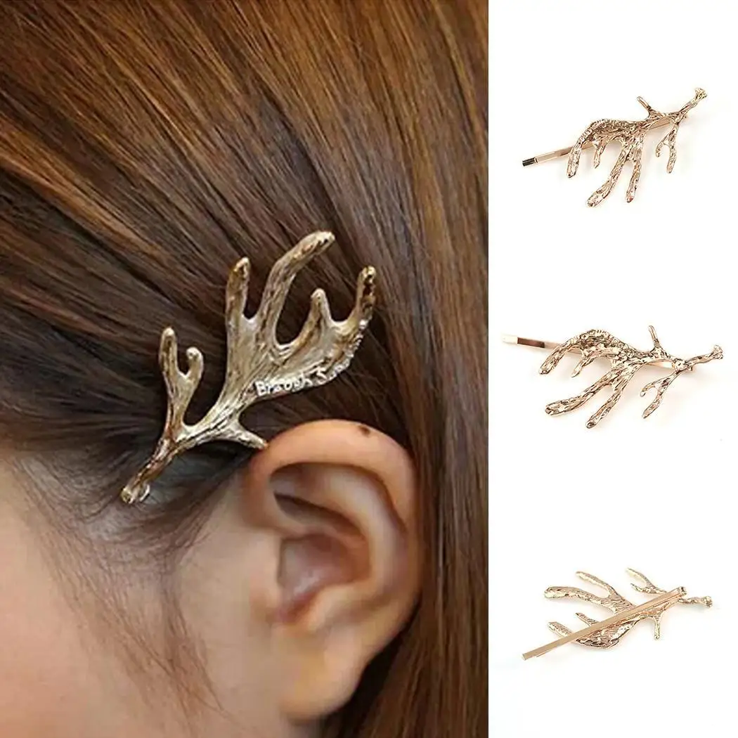 Женская мода рога форма Зажим Шпилька для волос Золотой стиль инструмент|Шпильки
