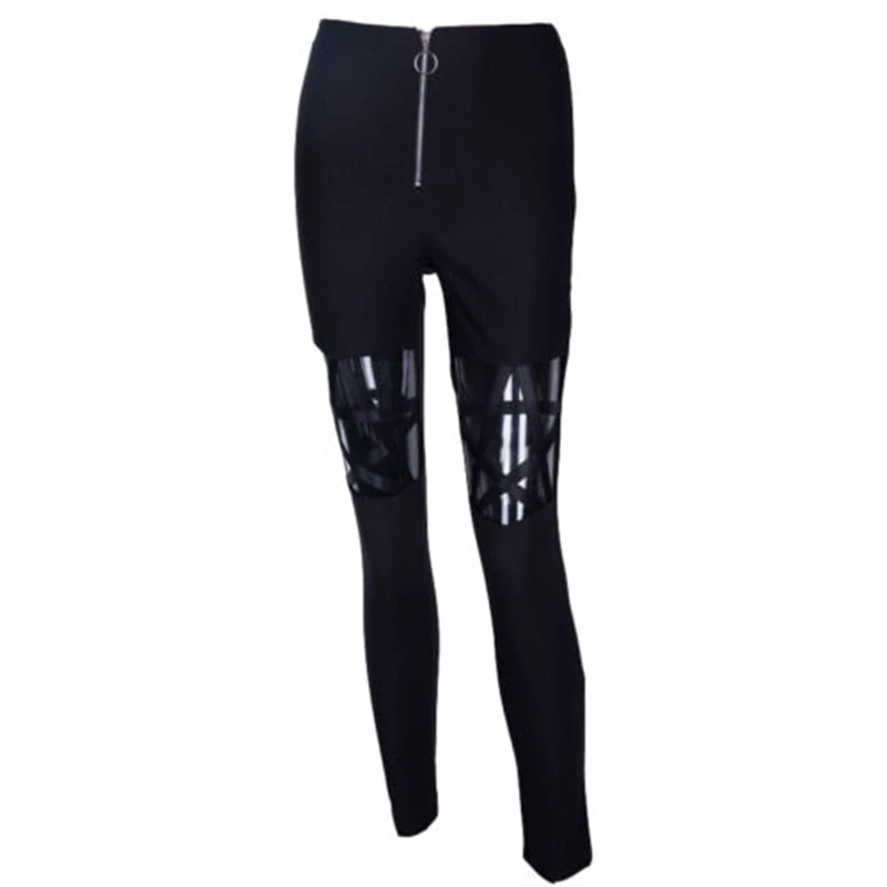 Pantalones Mujer брюки для девочек женщин молния стрейч леггинсы готический панк