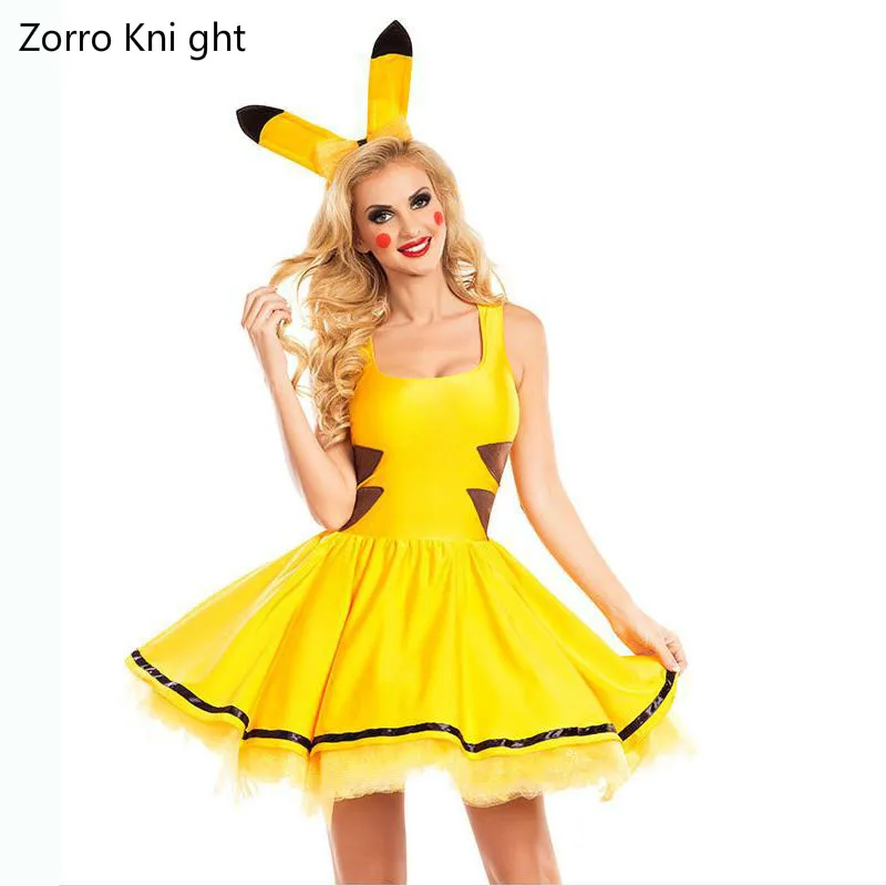 Костюмы на Хэллоуин для женщин сексуальный костюм Pokemon Pikachu большого размера