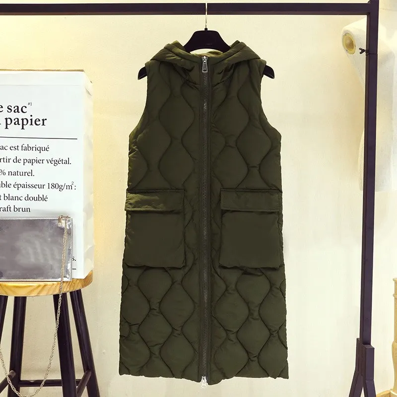 Женский хлопковый стеганый жилет куртка-парка Повседневный однотонный