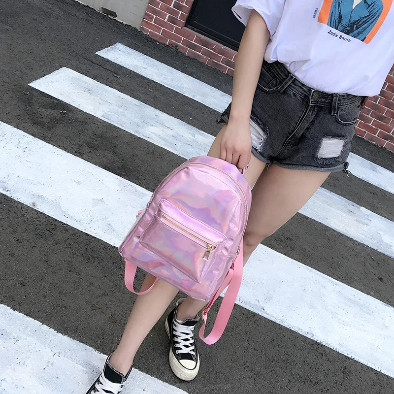 Голографический рюкзак светоотражающая лазерная сумка Harajuku мягкий персональный