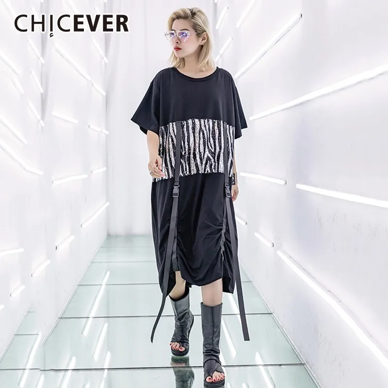 CHICEVER летние винтажные Лоскутные хитовые цветные расшитые блестками О-образный