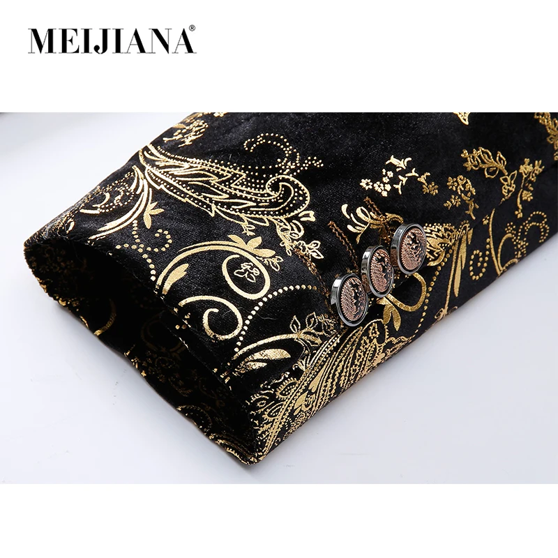 Мужская распродажа Золотой однобортный костюм Блейзер свадебный MEIJIANA пиджак