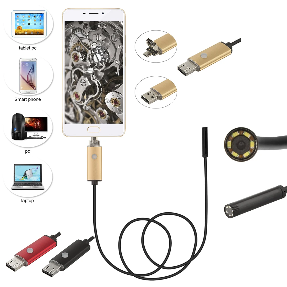 

USB-эндоскоп с объективом 5,5 мм, 2 в 1, 1/2 м