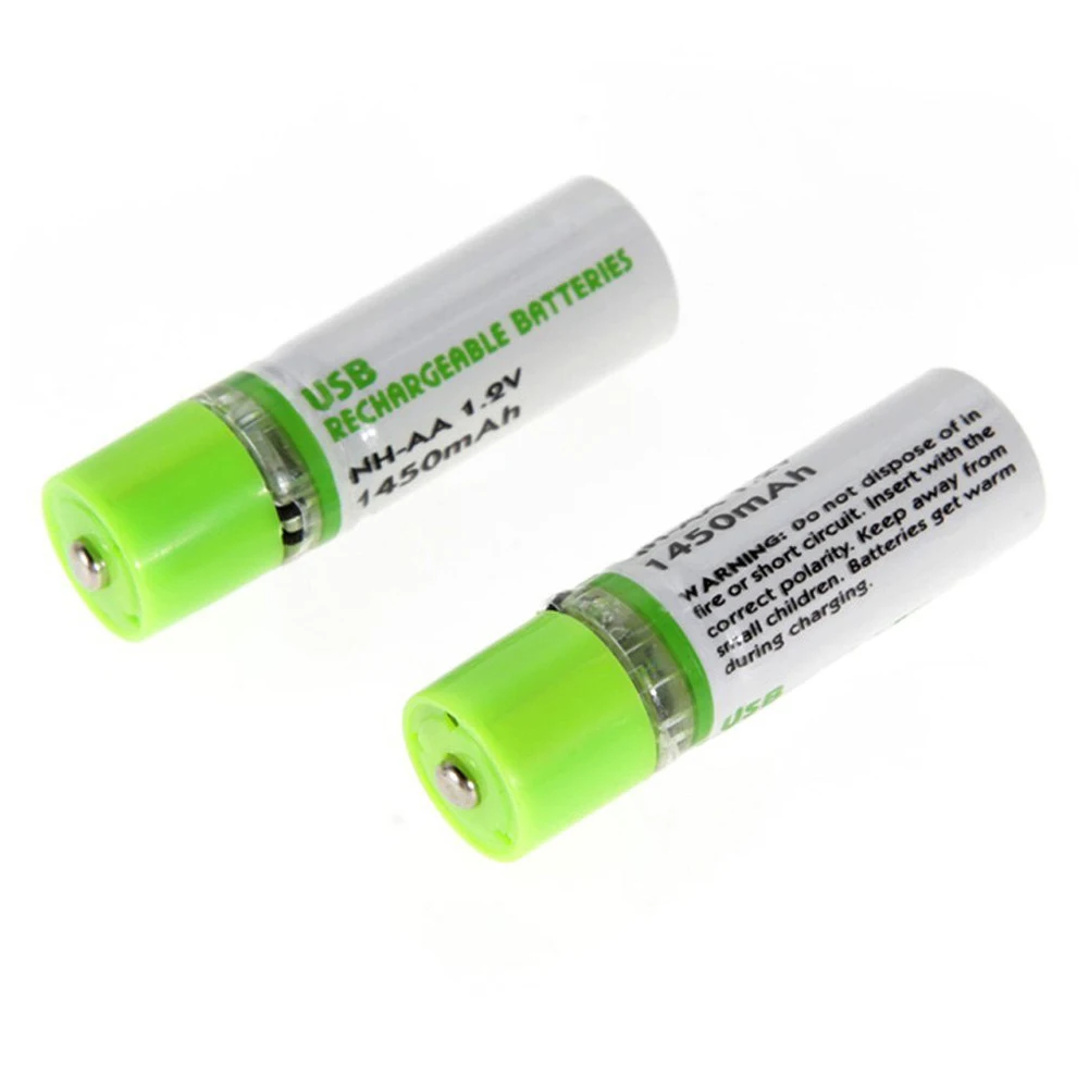 2 шт. USB батарея AA 1 V 1450mAh Ni-MH ячеек аккумуляторная (зеленый) | Электроника