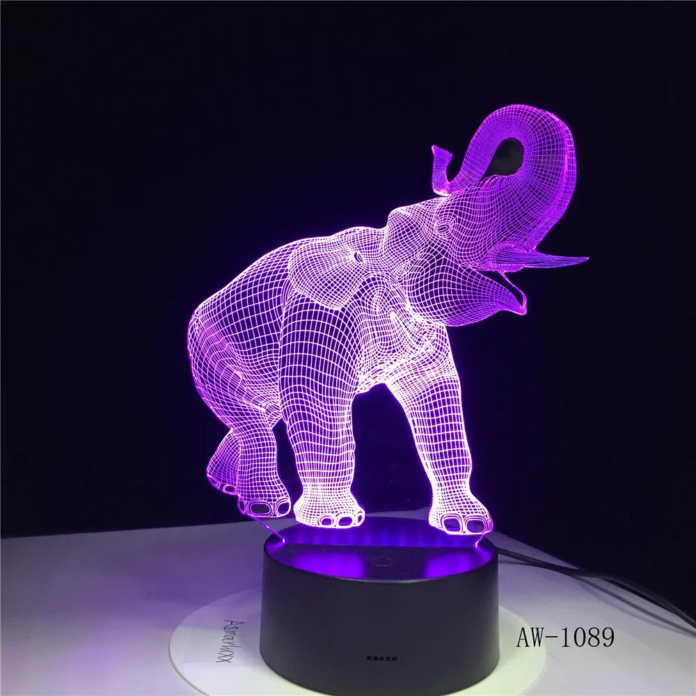 3D светодиодный ночсветильник танцевальный слон с 7-цветным светом для украшения
