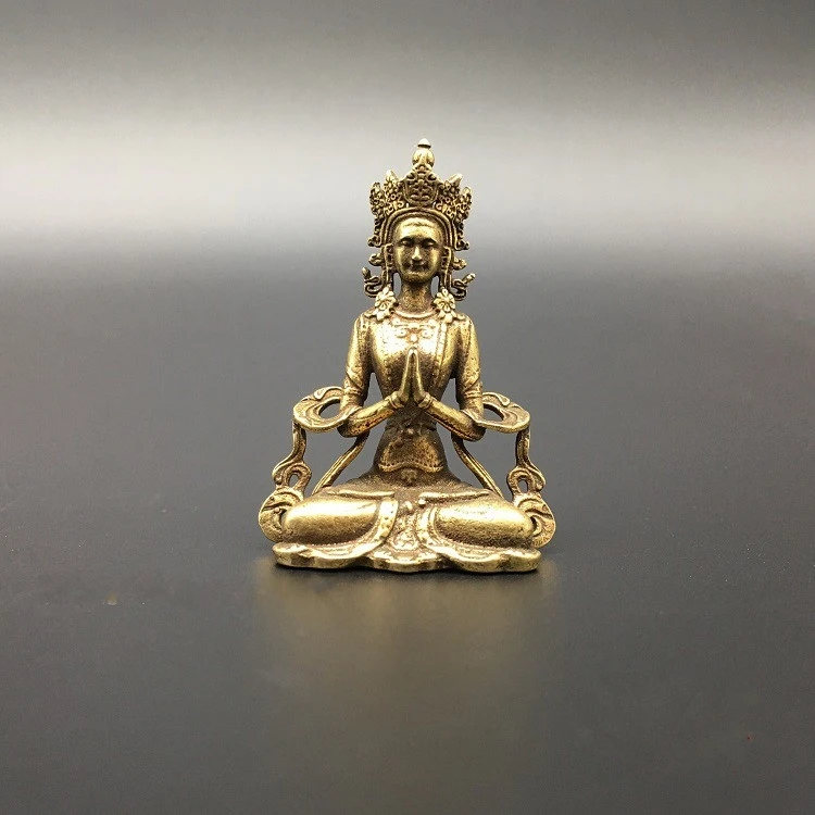 

Collectable Chinese Brass Carved Kwan-Yin Bodhisattva Exquisite Small Statues