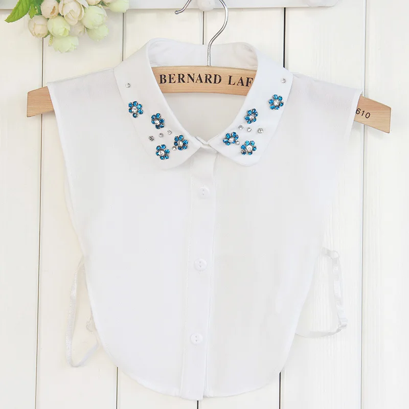 

Exquisite Rhinestone False Shirt Lead Chiffon Decoration Collar Detachable removable Women Blouse Necklaces