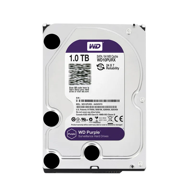 Жесткий диск WD Purple 1 ТБ 3 5 дюйма 64 Мб кэш-памяти SATA III 6 ГБ/сек. HDD HD для