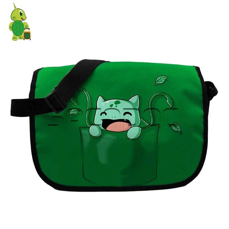 Сумка мессенджер с принтом Pokemon Bulbasaur школьные сумки на плечо для подростков