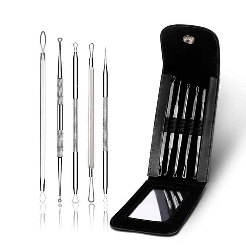 5 шт./компл. Пинцет для прыщей удаление комедонов набор игл удаления угрей черная