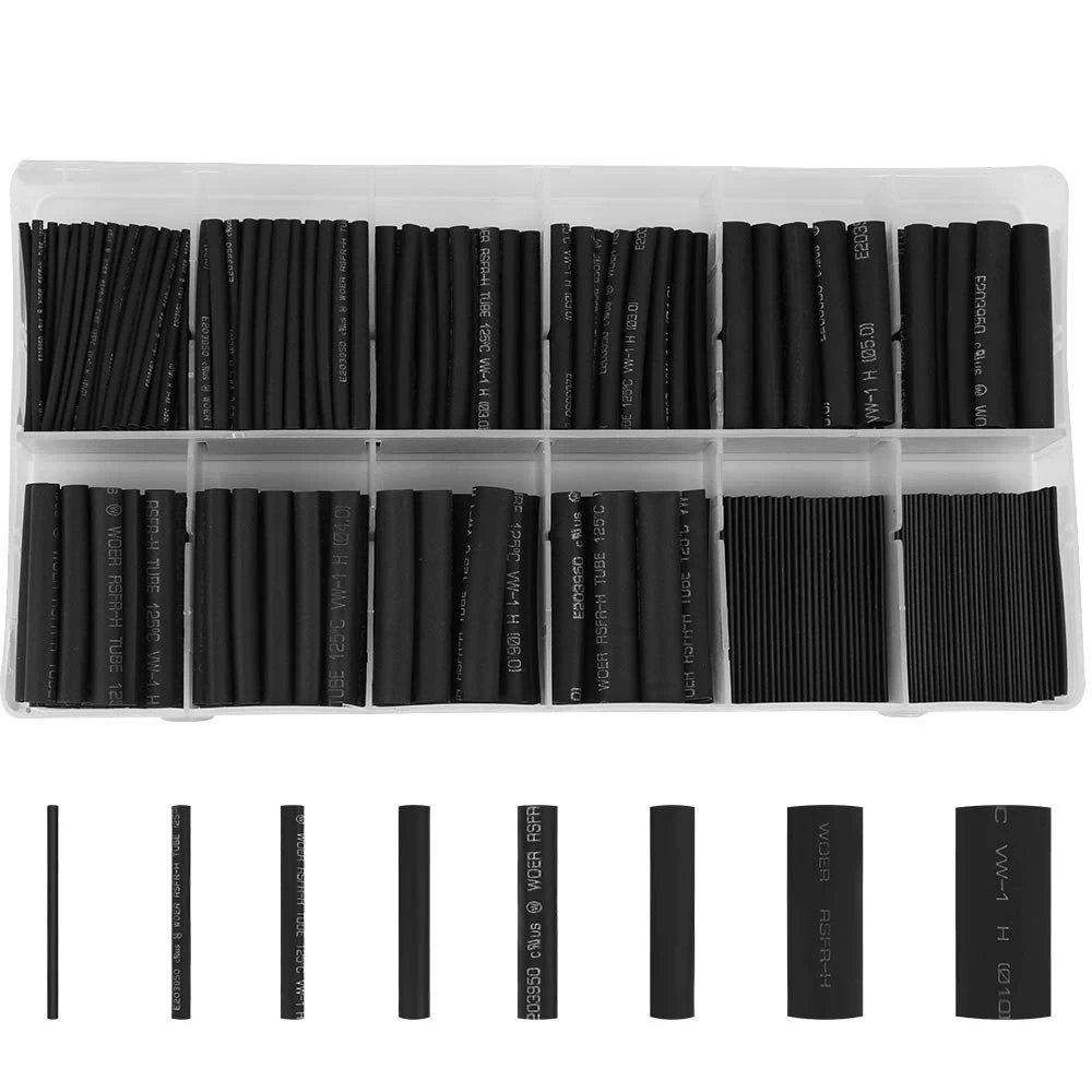 Fashion 532Pcs термоусадочная трубка черная провод пленка Соотношение 2:1 Электрический