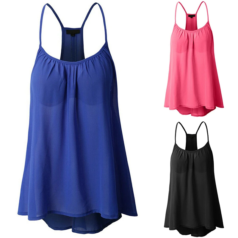 Женская шифоновая рубашка BBYES летняя Свободная блузка на бретельках