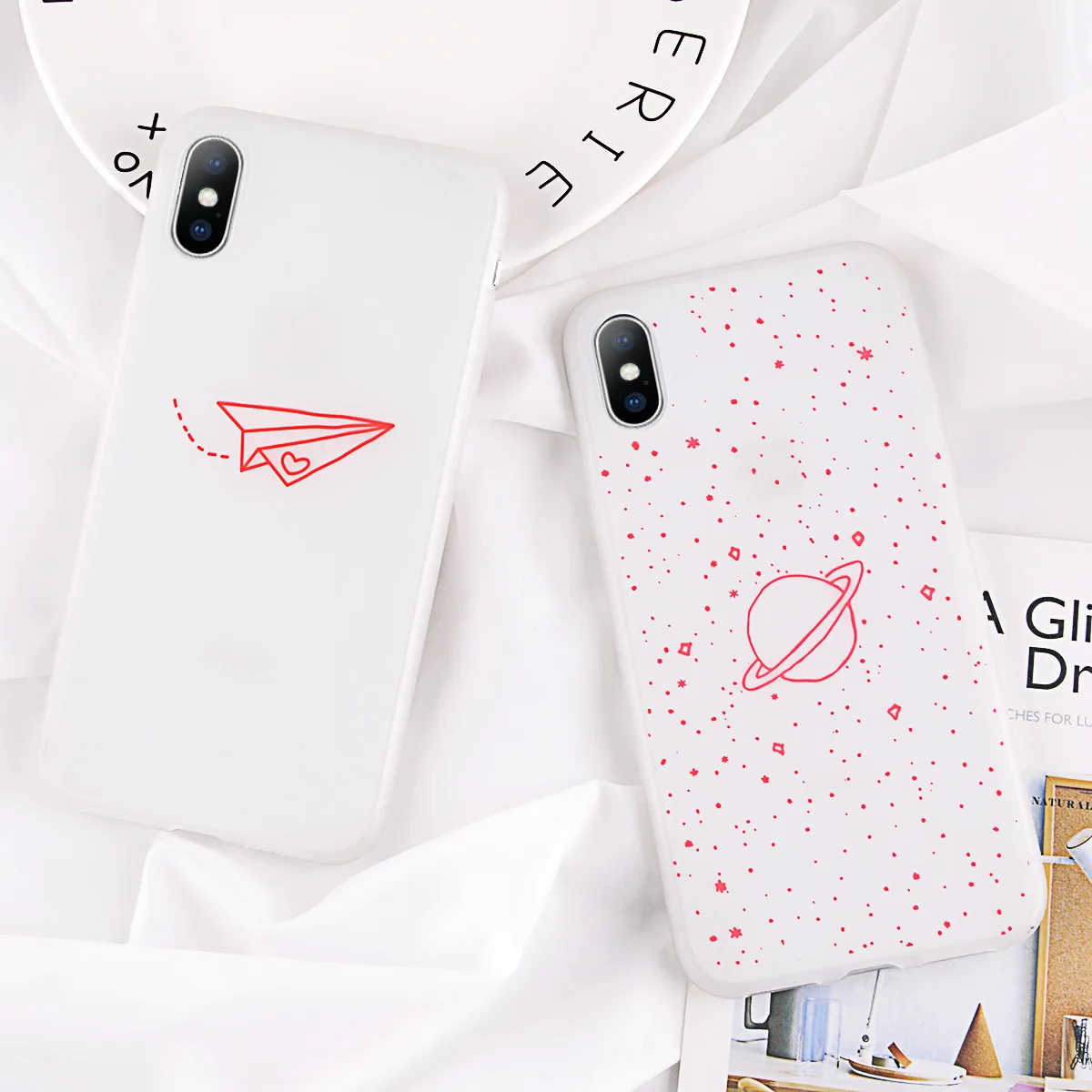 Moskado Luminous Love heart Case For iPhone X XS MAX Luxury Silicone Phone 7 8 Plus Cases 6 S 6S |