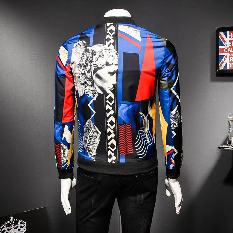 

Royal Blue Pattern Jacket Jacket Bomber Jacket Stage Clothing Social Luxury Men Big Size 5xl