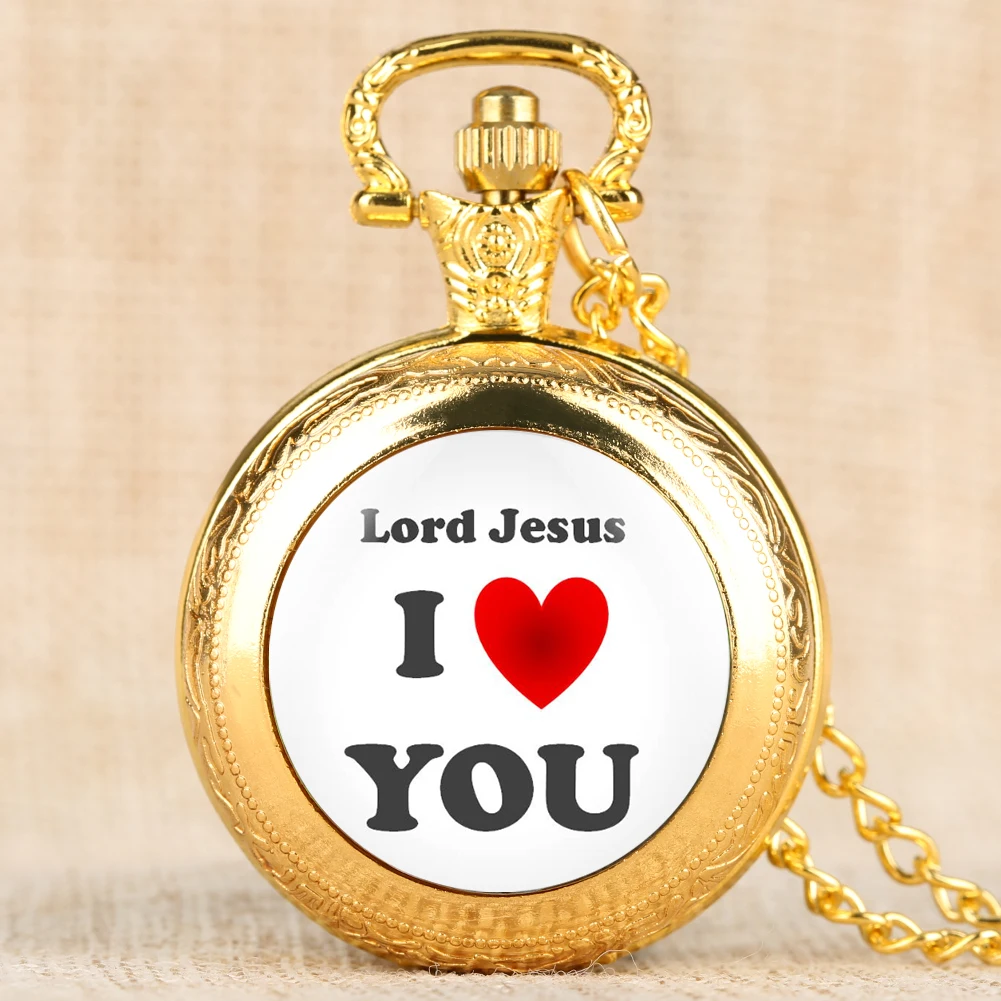 Винтажные карманные часы серии I Love You Jesus для мужчин и женщин кварцевые с