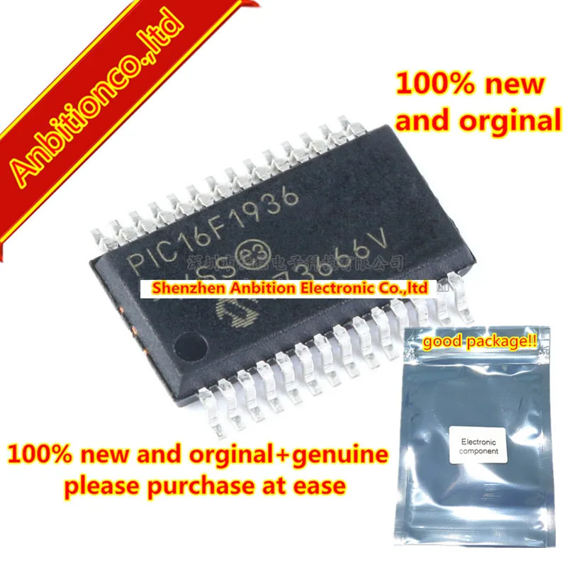 Microcontroladores CMOS de 8 bits, dispositivo basado en Flash de 28/100% Pines, original, PIC16F1936-I/SP, 10 unidades, 40/44-0