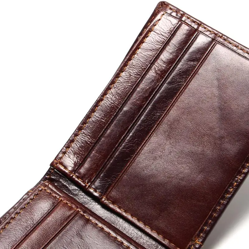 

Vesna New RFID BLOCKING Genuine Leather Men's Wallets Male Bifold Purse Small Dollar Wallet Cowhide Bifold Purse Card Holders