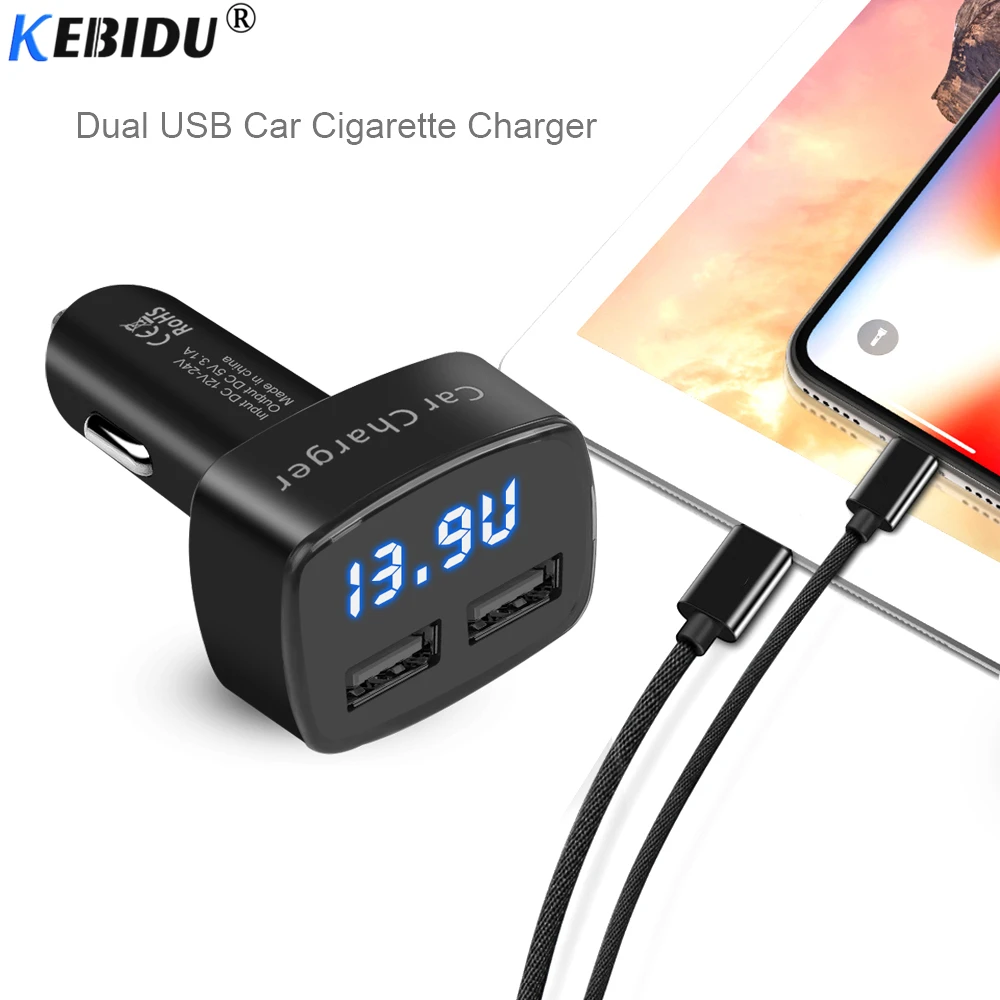 KEBIDU Dual USB Port Phone Charger 4 in 1 Car Cigarette Adapter DC 12-24V 3.1A Temperature/Voltage/Current LED Display | Мобильные