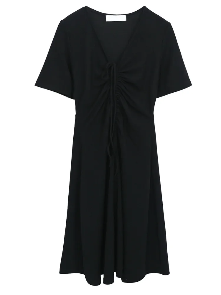 Женское трикотажное платье средней длины MINSUNDA летнее однотонное с коротким