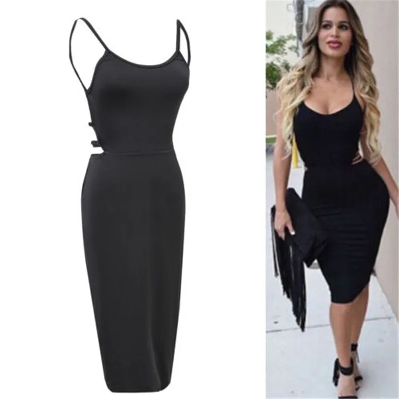 Платье женское на бретельках пикантный вечерний сарафан с открытой спиной