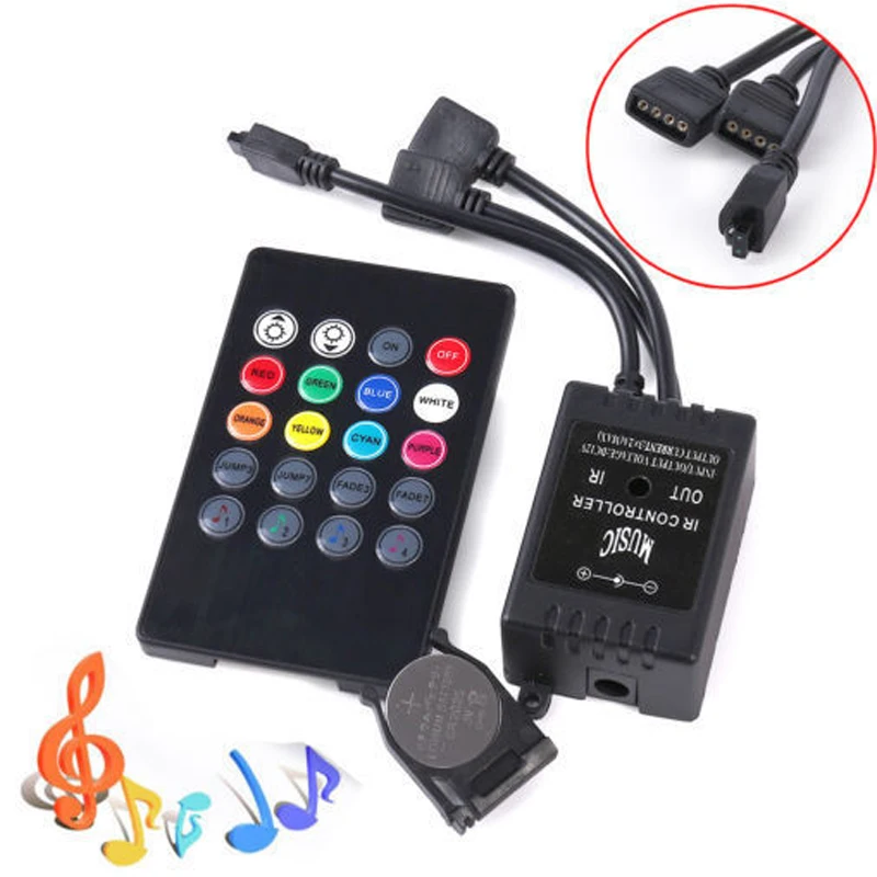 Светодиодная лента 5 м 10 20 3528/2835 RGB музыкальный ИК пульт адаптер питания 12 В 2 а/12