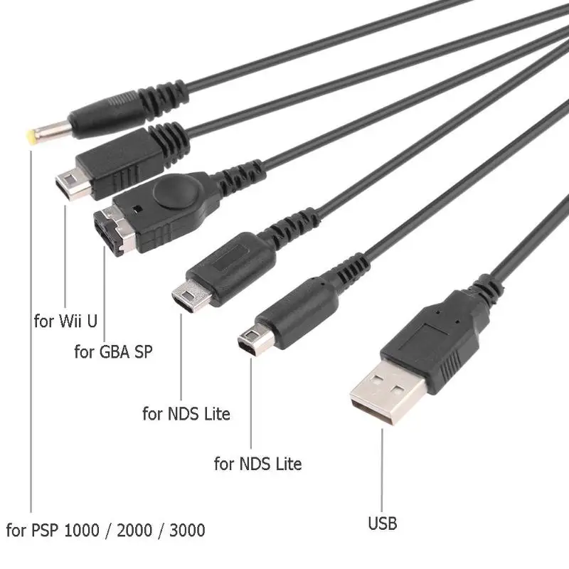 5 в 1 USB зарядное устройство для игр зарядный кабель 2 м шнур провод Nintendo 3DS XL NDSLite NDSI