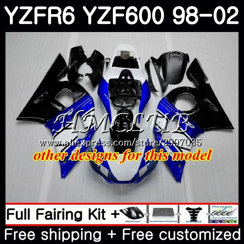 Боди для YAMAHA YZF600 YZF R6 1998 1999 2000 2001 2002 13HC. 20 600 YZF-R6 YZF-600 YZFR6 98 99 00 01 02 завод синий