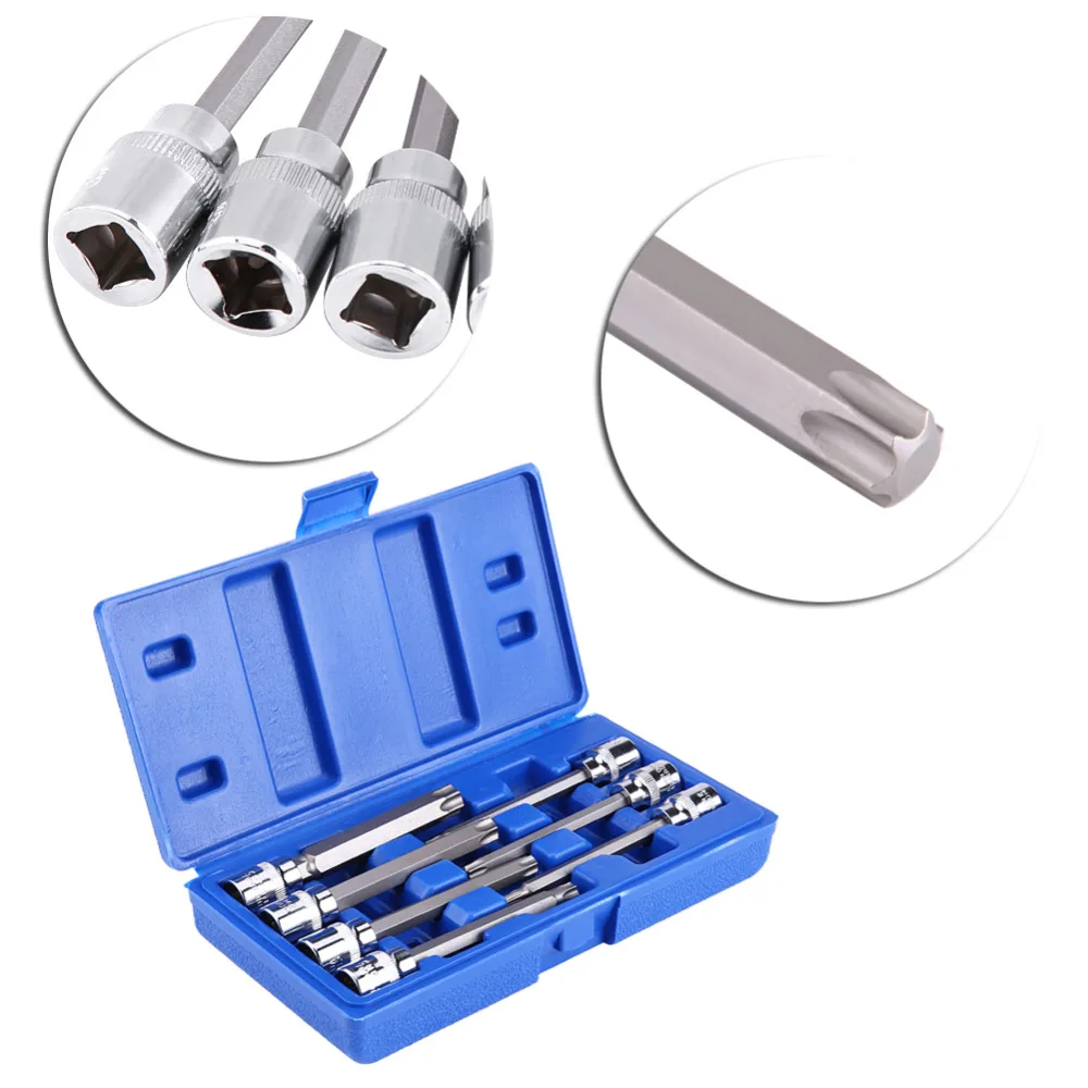 7 шт. 3/8 дюймов привод удлиненный Torx Star Bit Socket Set T25 T30 T40 T45 T50 T55 T60 хромово ванадиевая