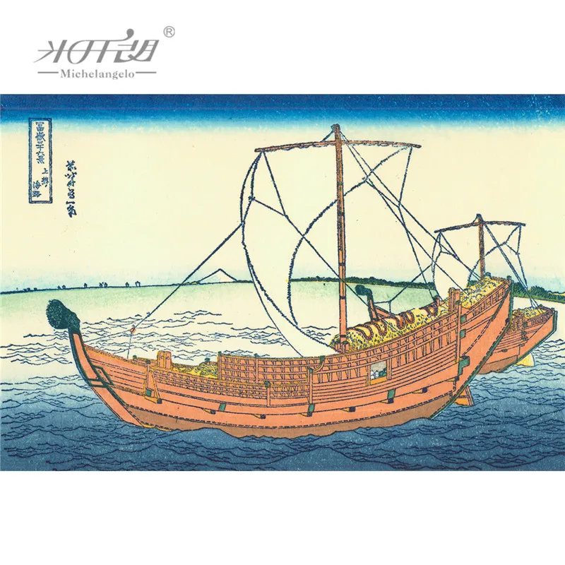 Микеланжело деревянный пазл японский Ukiyoe 36 вид на гору фудзи море выезде из Kazusa