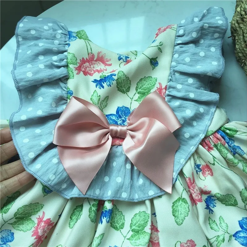 summer baby girls flower dresses vintage ruffles frock for kids girl clothing Retro children wedding | Детская одежда и обувь