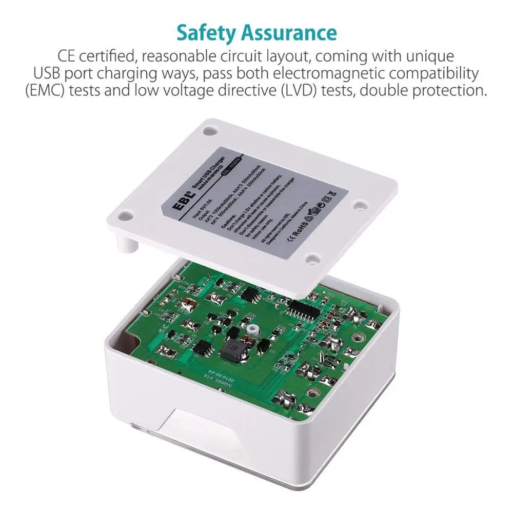EBL Смарт USB 4 Bay аккумуляторная батарея зарядное устройство для AA AAA Ni MH CD батареи с