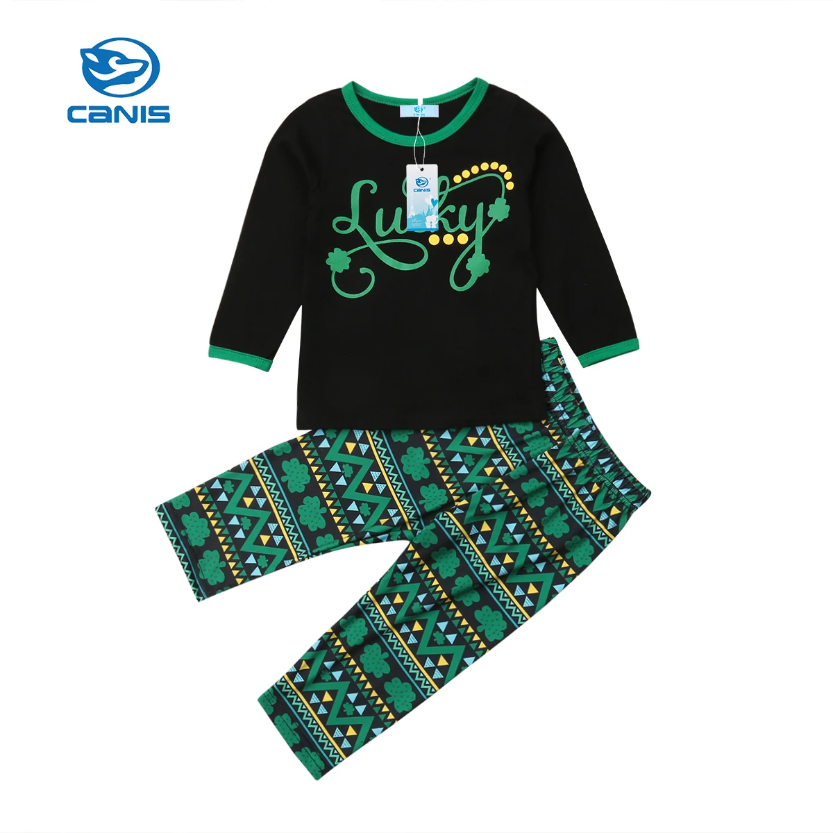 CANIS/комплект из 2 предметов для маленьких девочек Повседневная футболка с зеленым