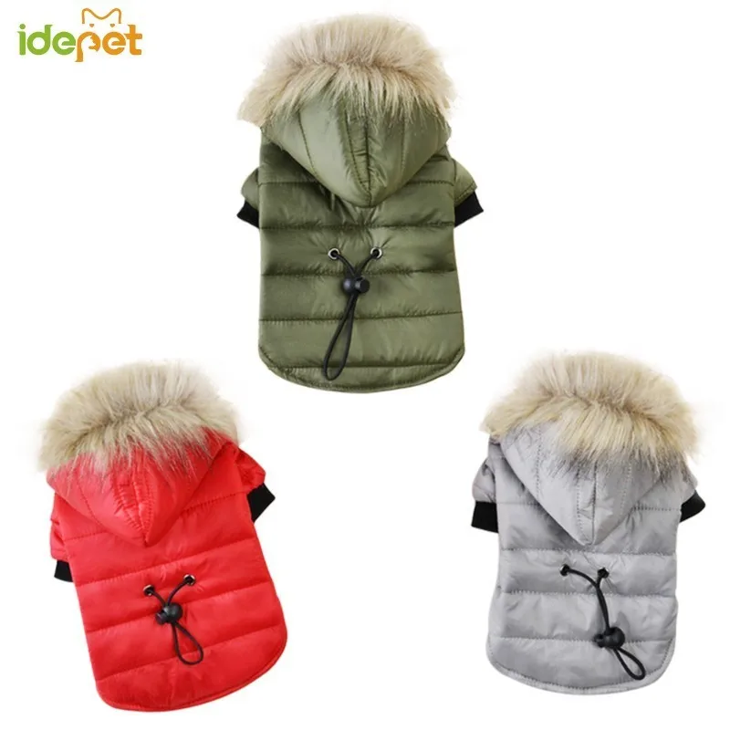 Куртка для собаки XS XL пальто теплое одежда собак чихуахуа мягкий меховой капюшон