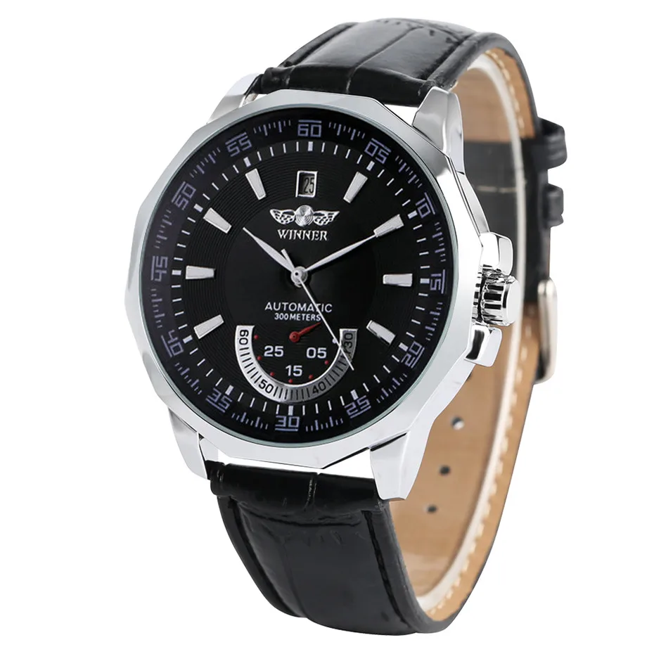 Часы мужские механические Автоматические повседневные с кожаным ремешком