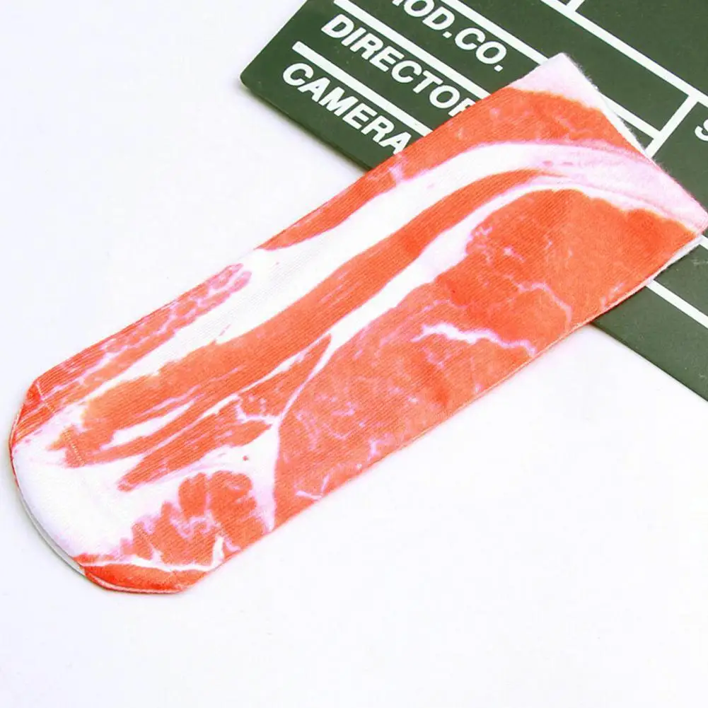 1 пара модные футболки унисекс с 3d рисунком свинины и мяса|Носки| |