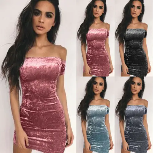 Модное женское облегающее бархатное коктейльное мини платье с коротким